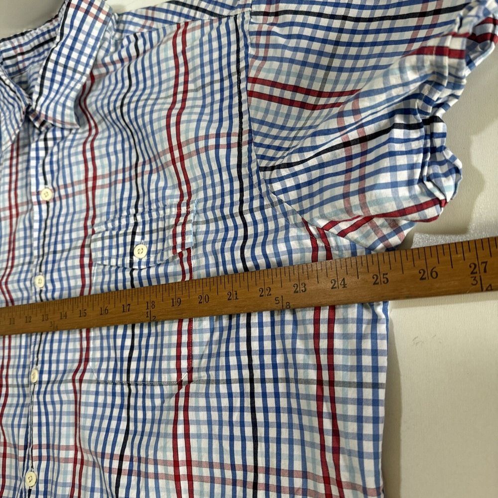 Izod Red Blue White Slim Fit XL Casual Button Down Pocket Shirt Large‎ - Picture 5 of 6
